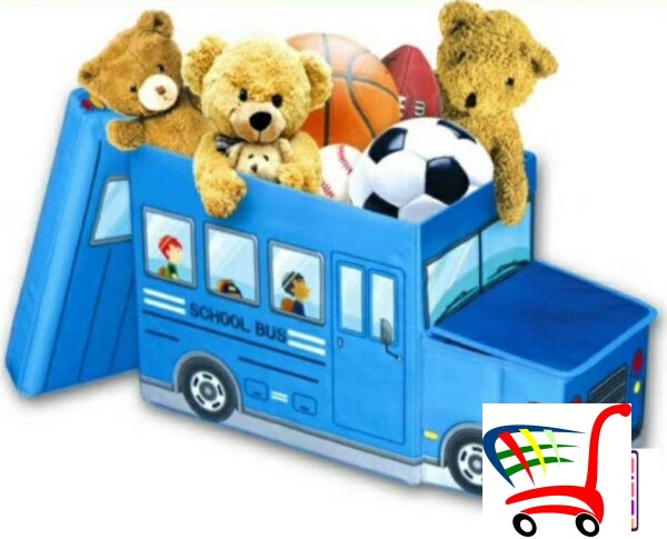 Kutija Za Igracke Autobus Tabure I Kutija Plavi -