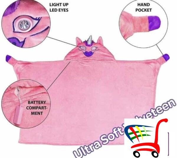 Mekano Cebe Za Decu Sa Kapuljacom I Nocnim Svetlom -