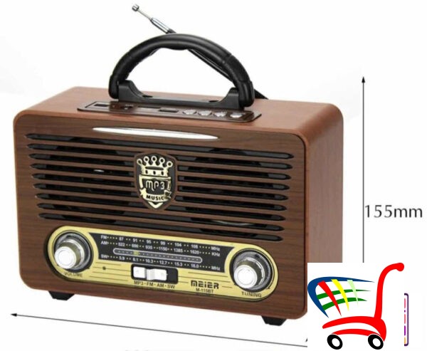 Radio Na Punjenje - Retro Izgled Usb Bt Aux