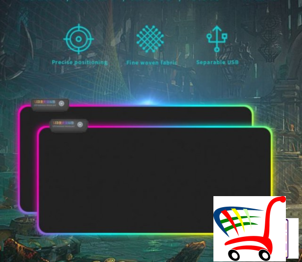 Rgb Velika Podloga Za Mis I Tastaturu-Rgb Svetleca Podloga -