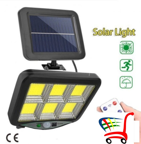 Solarni Reflektor Sa Pir Senzorom I Panelom 128 Led 6 Cob -