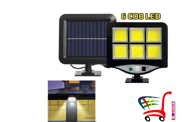 Solarni Reflektor Sa Pir Senzorom I Panelom 128 Led 6 Cob -