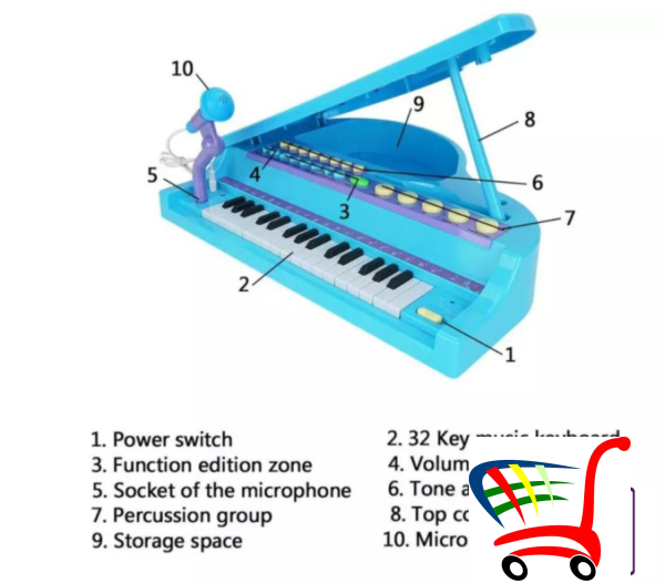 Veliki Klavir Sa 32 Dirke I Stolicom Plave Boje ! -