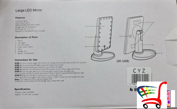 Veliko Led Ogledalo Za Minkanje -