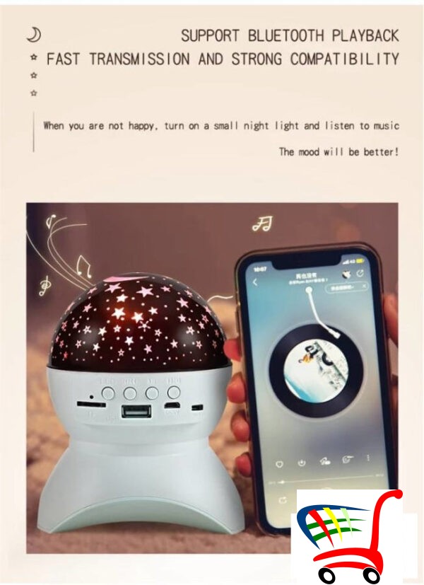 Zvezdano Nebo Projektor Sa Bluetooth Zvunikom -