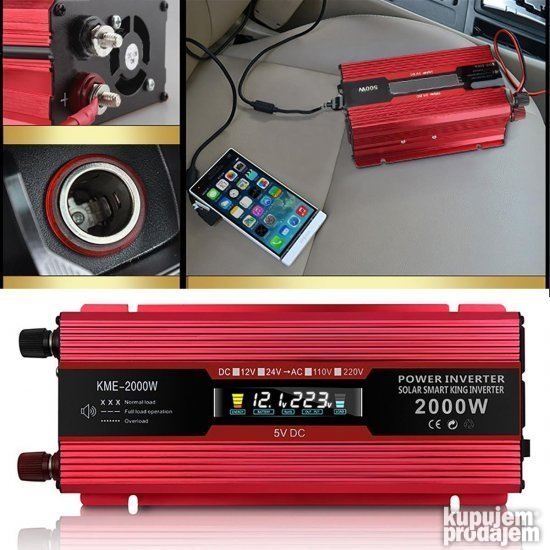Pretvarač napona inverter 12v-2000w sa LCD Ekranom - Pretvarač napona inverter 12v-2000w sa LCD Ekranom - Image 5